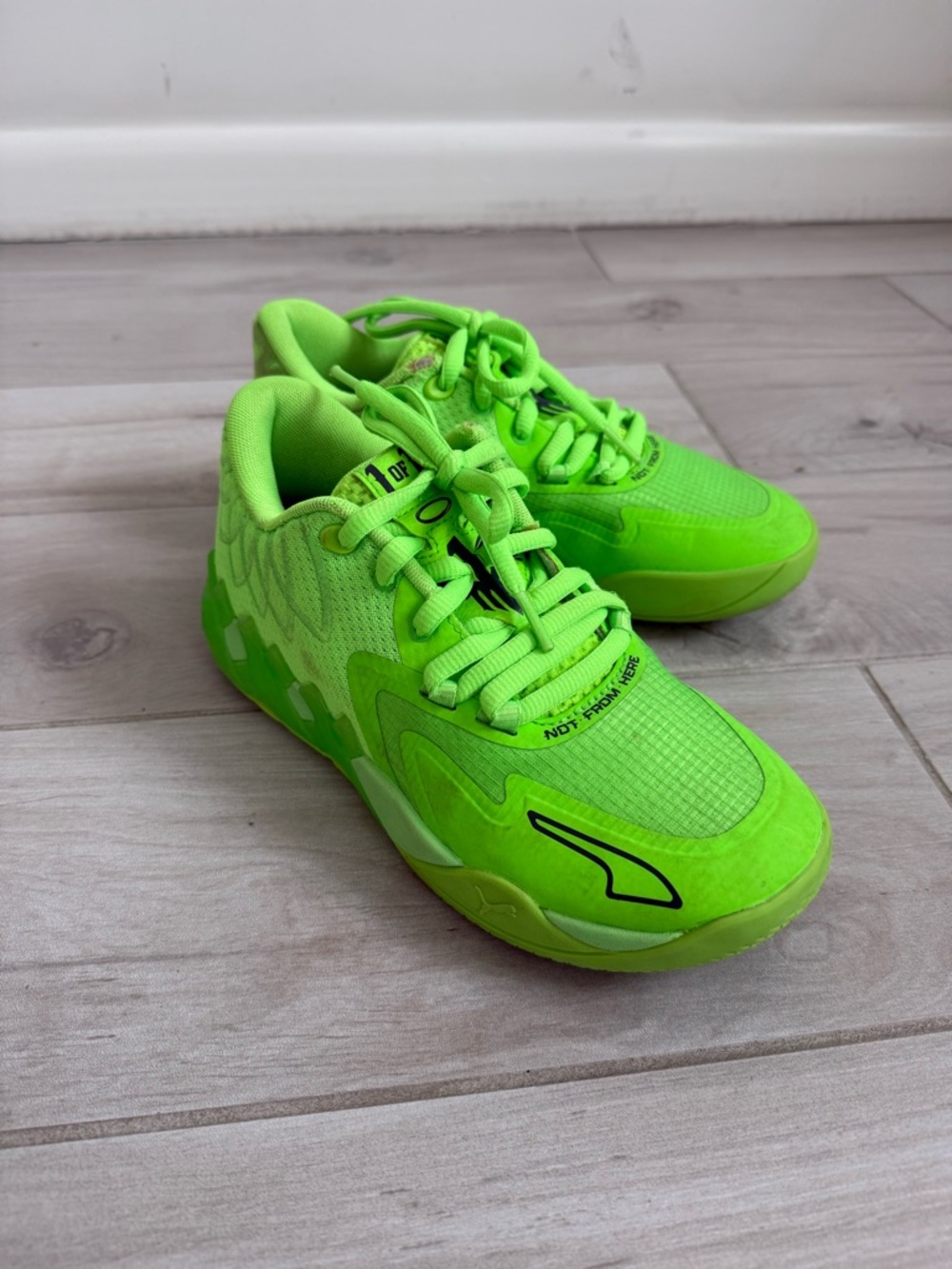 Puma Melo Neon Green Basketball Sneakers - size 5